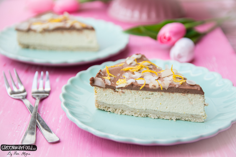 Citronový tofu cheesecake  s kakaovou polevou