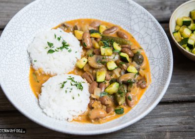 Fazolový stroganoff s restovanou cuketkou