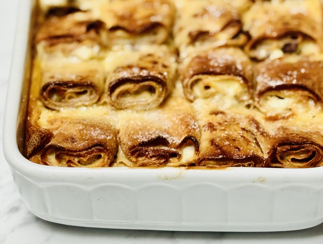 Zapečené palačinky s tvarohem a rozinkami